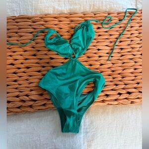 Green one piece swim suit
